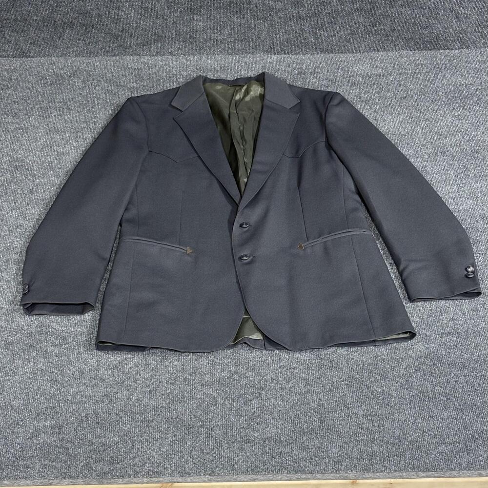 Vintage Levis Westernwear Blazer Jacket Mens 44L Gray Western Suit Coat USA 90s